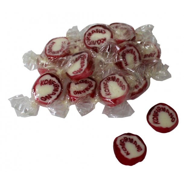 Konfirmandbolsjer Rd<br />Indpakkede 175 g