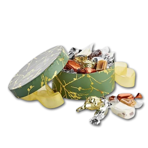 Rund Juleske Grn/Guld med Julemix 