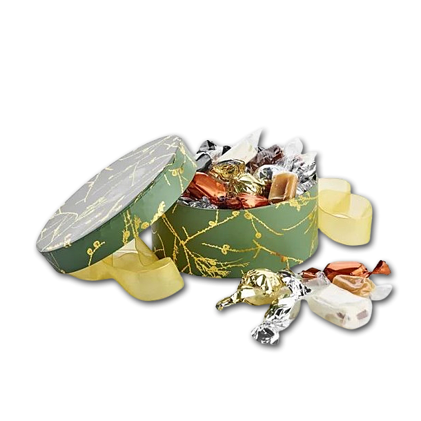 Rund Juleske Grn/Guld med Julemix 