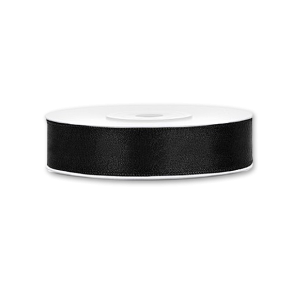 Sort Satinbnd<br />25 m x 12 mm