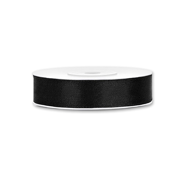 Sort Satinbnd<br />25 m x 12 mm