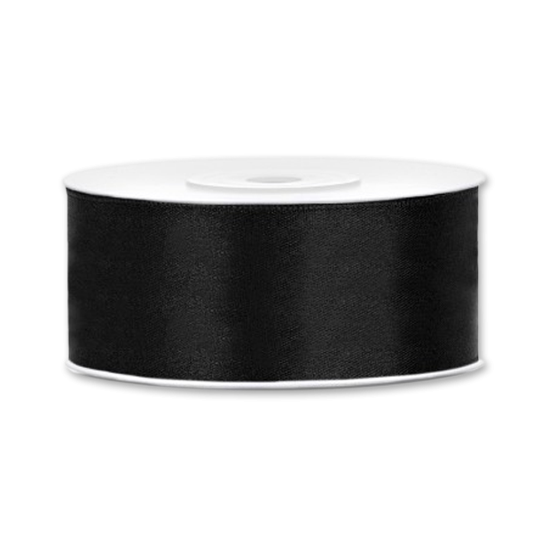 Sort Satinbnd<br />25 m x 25 mm