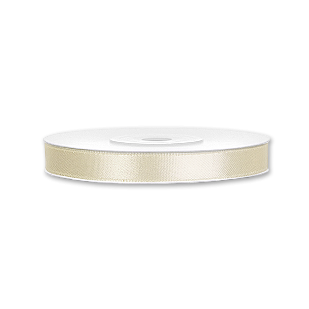 Cremefarvet Satinbnd<br />25 m x 6 mm