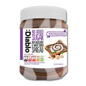 Diablo Smreplg, hasselnd og hvid chokolade<br />Ikke tilsat sukker