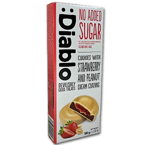 Diablo Fyldte Cookies<br />Jordbr med peanutovertrk<br />Uden tilsat sukker