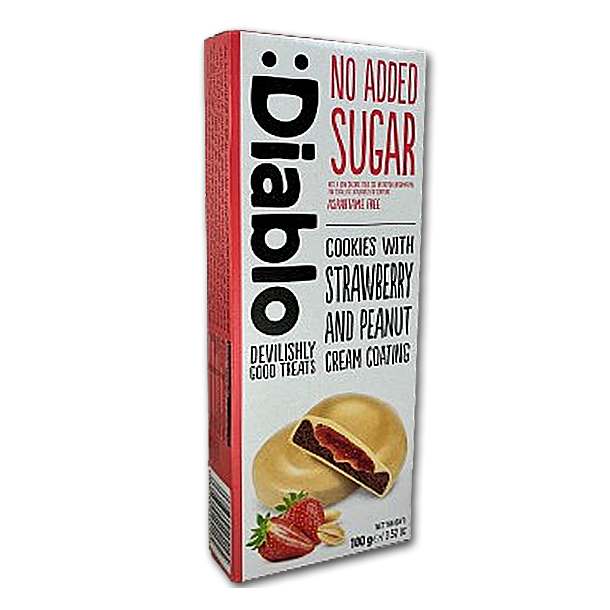 Diablo Fyldte Cookies<br />Jordbr med peanutovertrk<br />Uden tilsat sukker