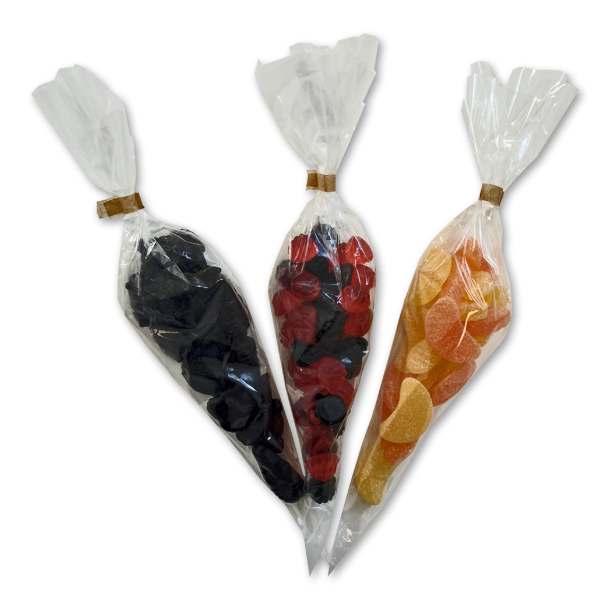 3 spidsposer med sukkerfri slik