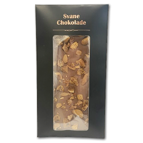 Svane Chokolade<br />JULEEDITION<br />Lys Chokolade med br�ndte mandler og pebern�dder