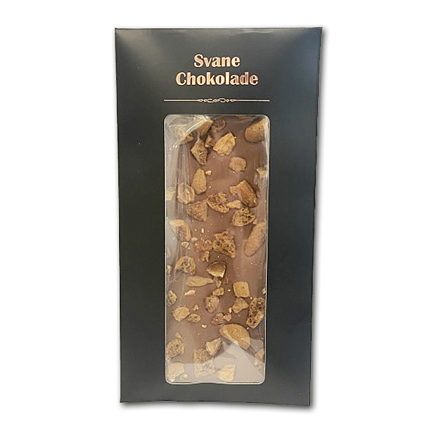 Svane Chokolade<br />JULEEDITION<br />Lys Chokolade med br�ndte mandler og pebern�dder