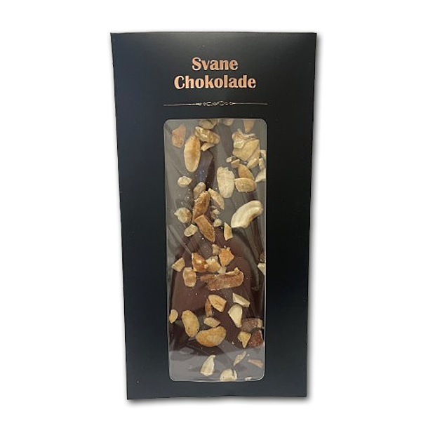 Svane Chokolade<br />M�rk med blandede n�dder<br />Uden tilsat sukker