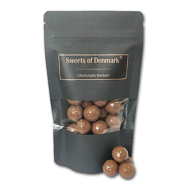 Sweets of Denmark Hasseln�dder med lys chokolade og havsalt i pose