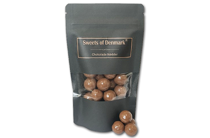 Hasseln�dder med lys chokolade og havsalt i pose