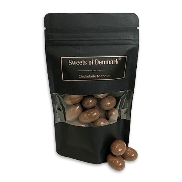 Sweets of Denmark<br />Mandler med lys chokolade og havsalt i pose