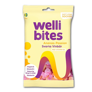 Welli Bites Syrlig Ananas/Passion/Solbr uden tilsat sukker