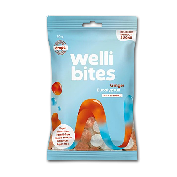 Welli Bites Ingefr &amp; Eucalyptus Bolsjer<br />Sukkerfri