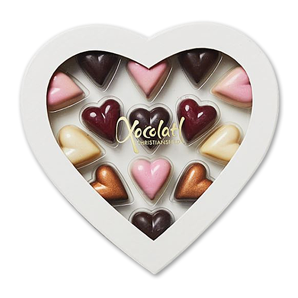 Xocolatl Hvid Hjerte�ske med 14 fyldte chokoladehjerter