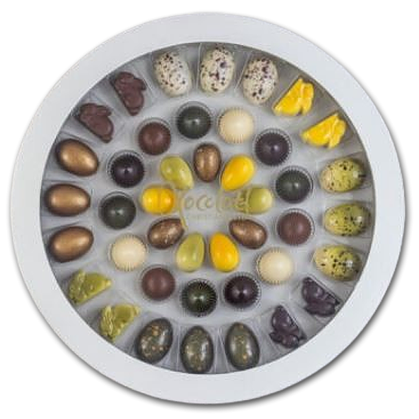 Xocolatl Rund Pskeske med 42 fyldte chokolader