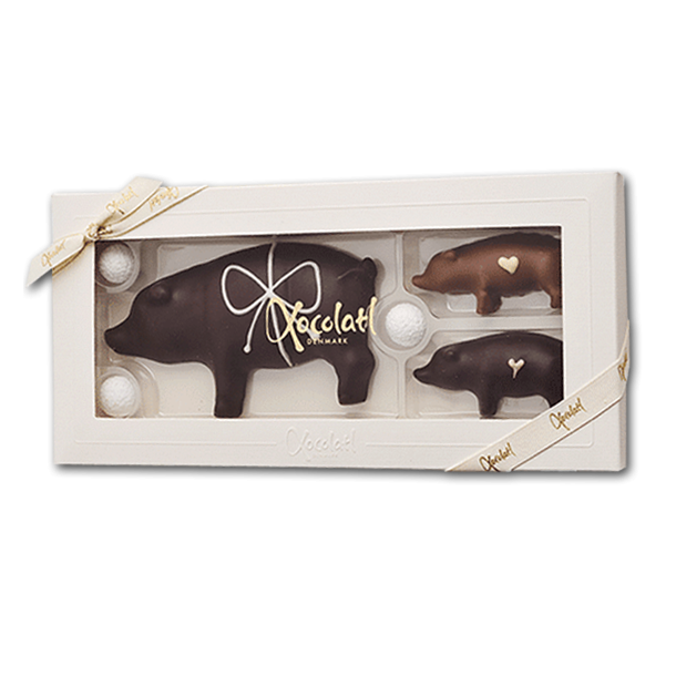 Xocolatl ske med 3 Marcipangrise og snebolde