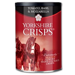 Yorkshire Kartoffelchips med Tomat, Basilikum og Mozzarella