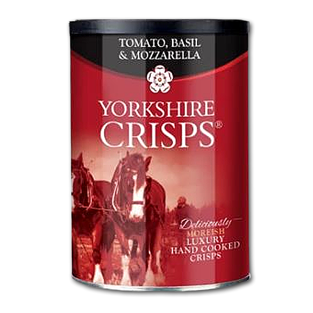 Yorkshire Kartoffelchips med Tomat, Basilikum og Mozzarella